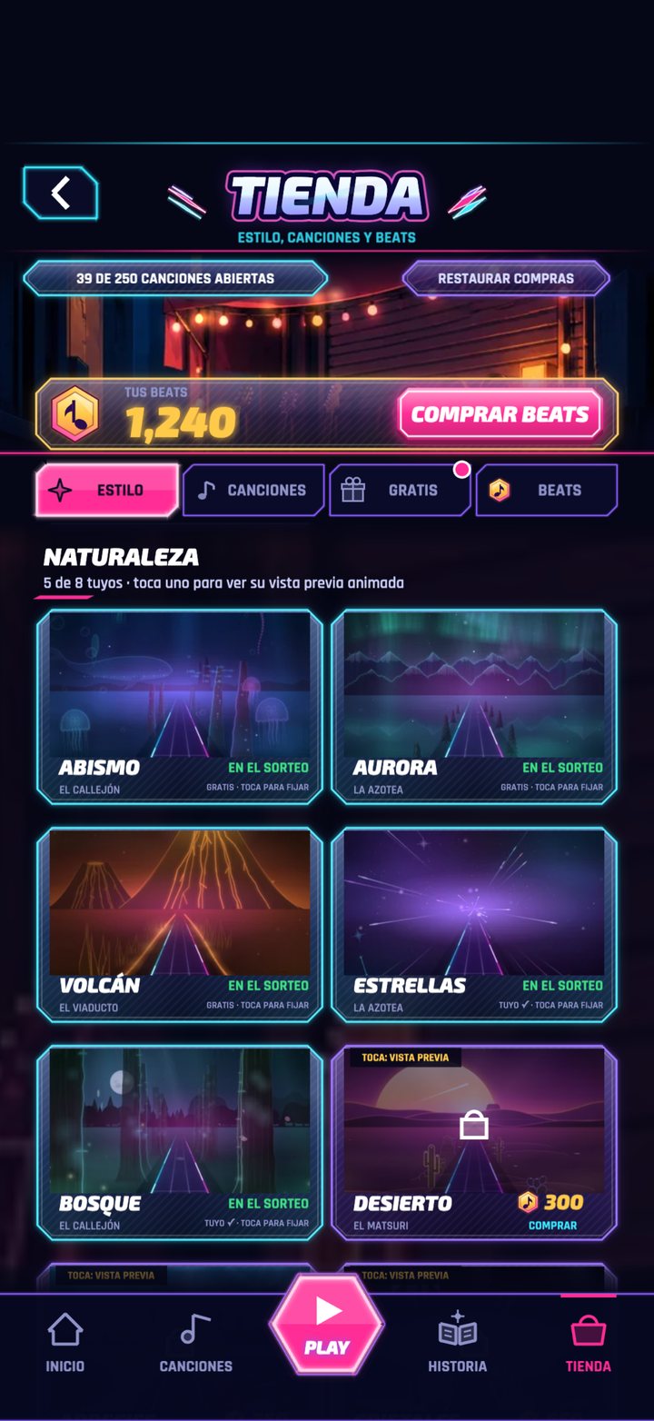Tienda de estilo con fondos animados para la pista